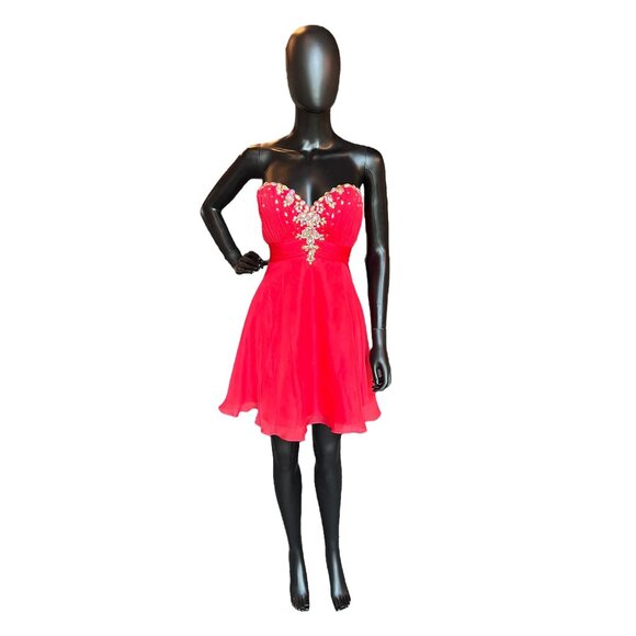 NWT Alyce Paris Red Organza Sweetheart A-line Party Dress - Picture 2 of 6